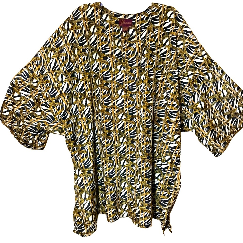 Glamour oversized tunic cheetah ribbon print